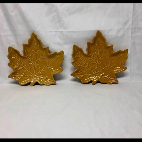 Pier 1 Other - Set of 2 Pier 1 Gold Maple Leaf Plates/Platters
